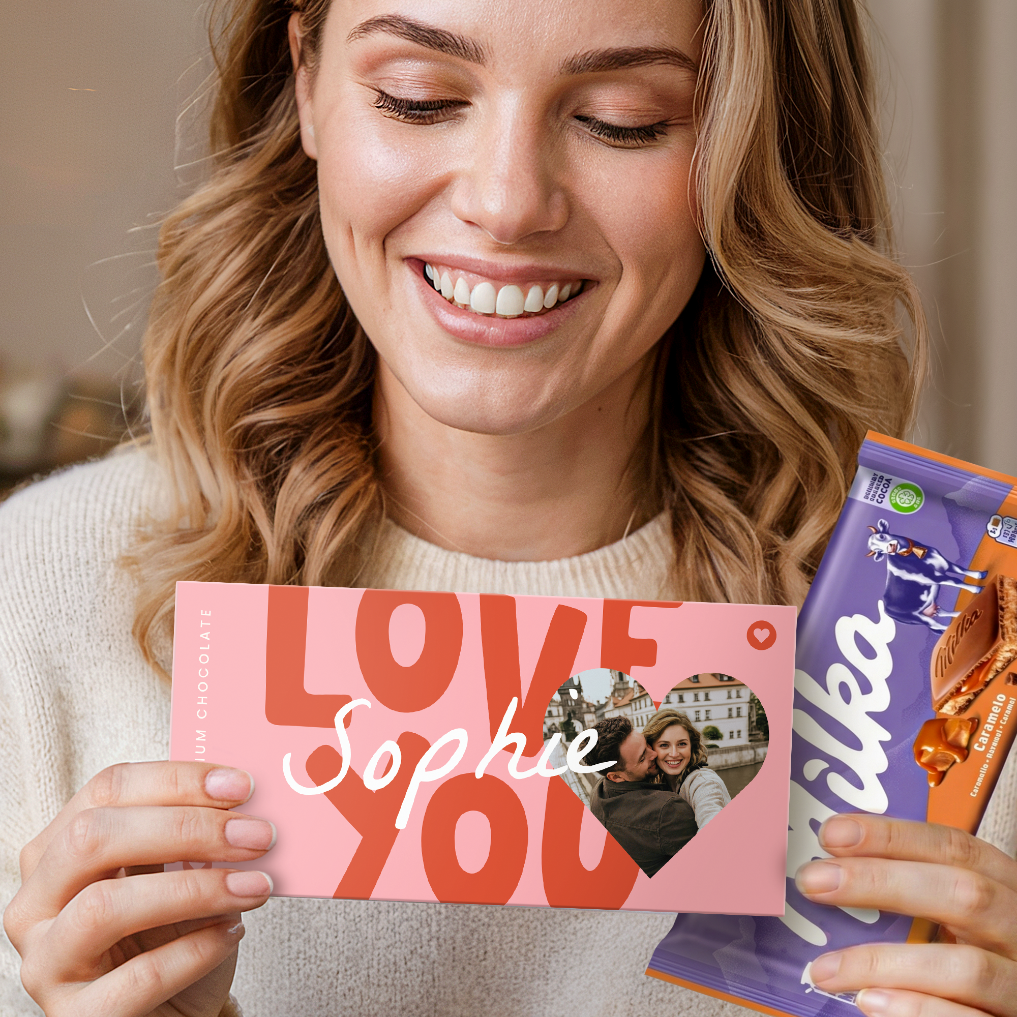 Personalisierte Milka-Schokoladen-Grußkarte