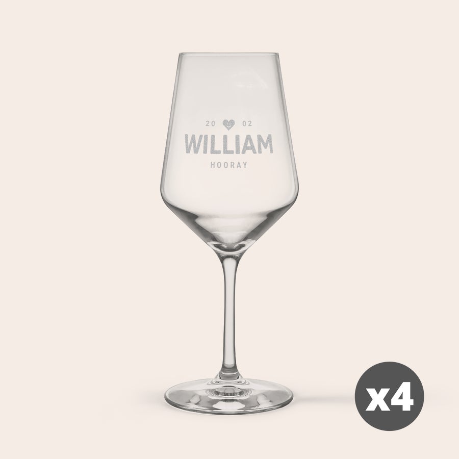 Calice da Vino Rosso Personalizzato Bicchiere da vino rosso in cristallo personalizzato con nome William e data 20/02 inciso al laser