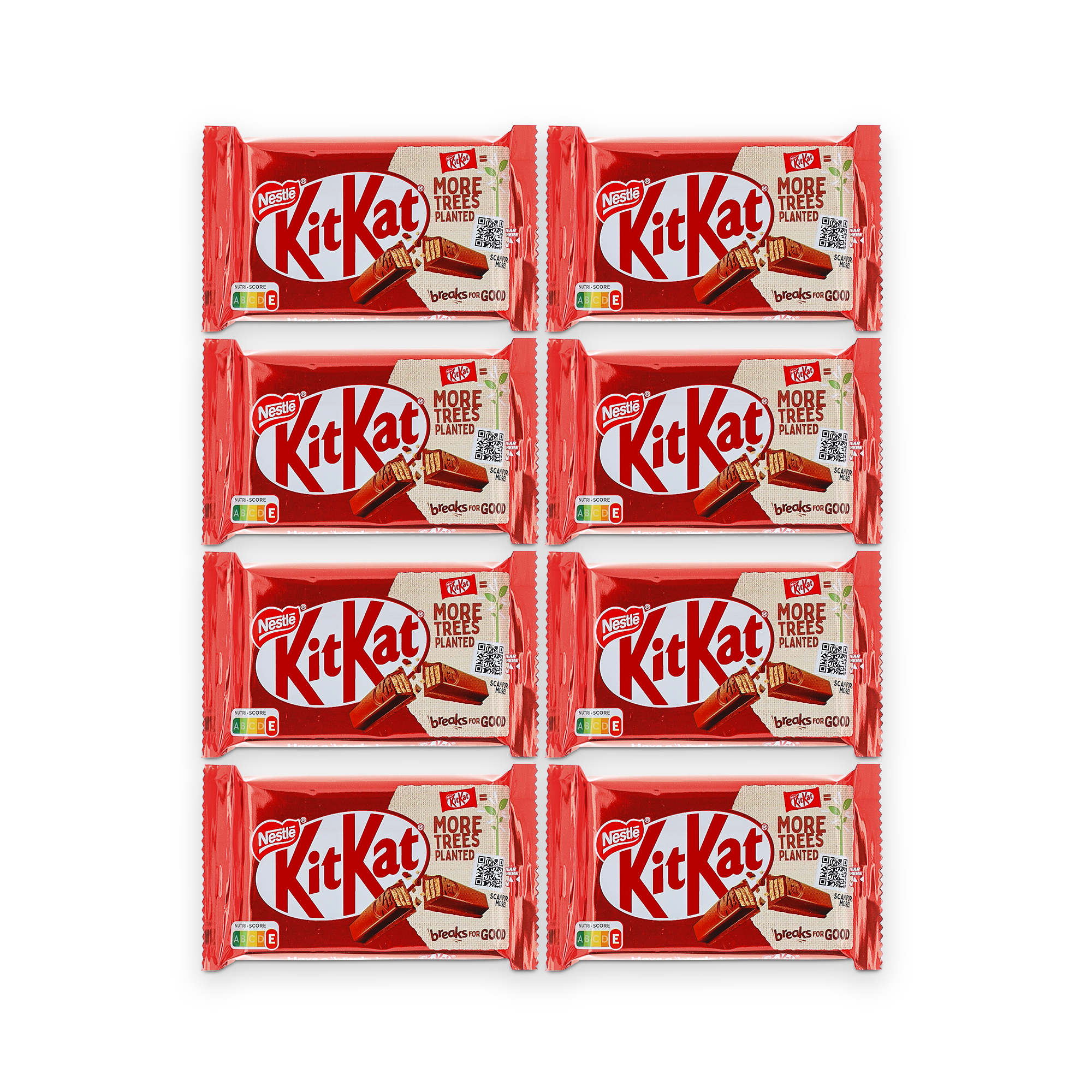 Caja de regalo de barras KitKat personalizada con varias chocolatinas KitKat envueltas individualmente.