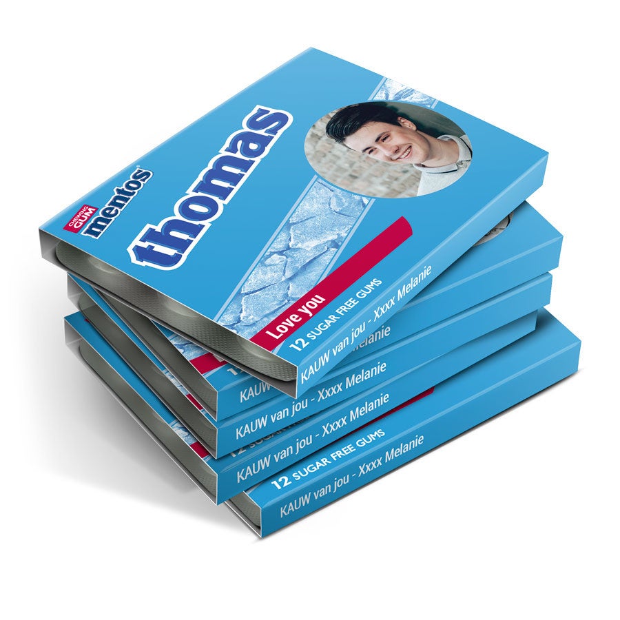 Gepersonaliseerde Mentos kauwgompakjes Gepersonaliseerde Mentos kauwgompakjes