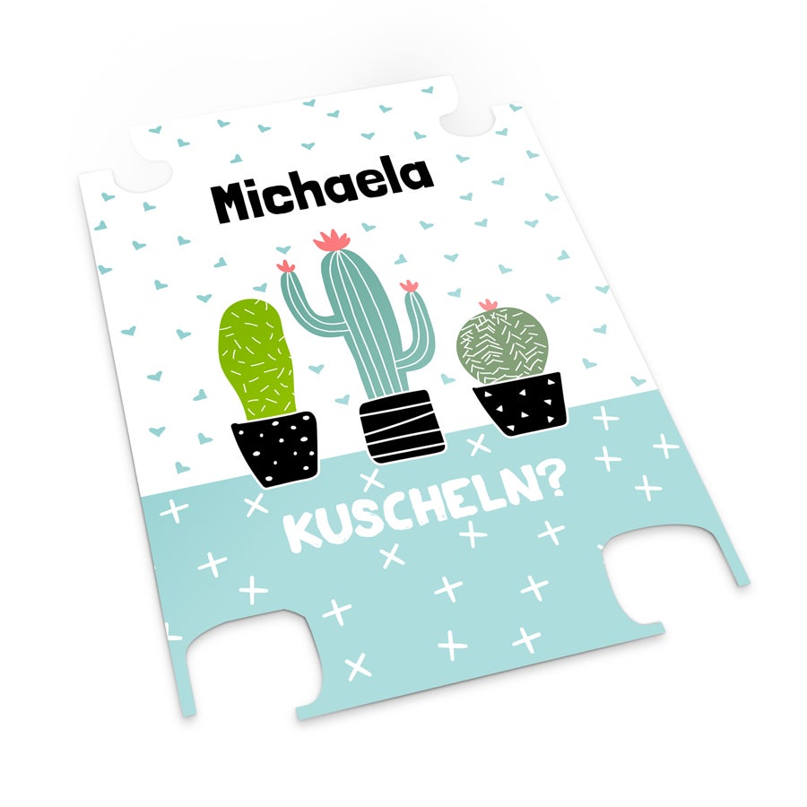 Personalisierte Fotoeinlage für Princess Koffer mit Kaktusmuster und Namen Michaela bedruckt