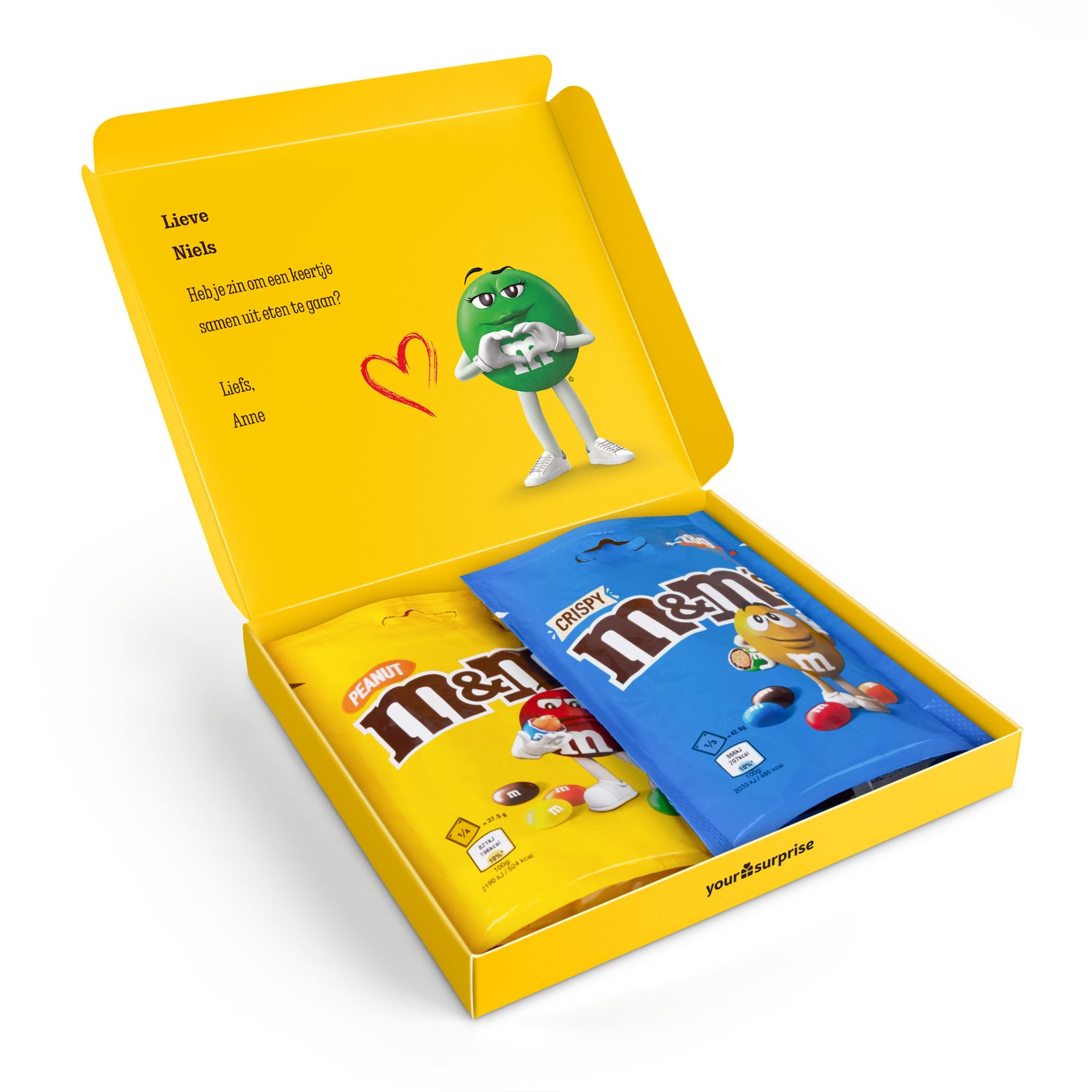 Gepersonaliseerde M&M's giftbox met chocolade
