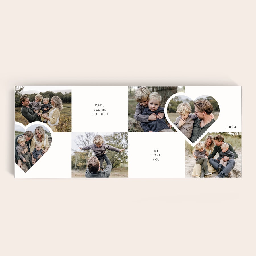 Tabletă de ciocolată personalizată Baton de ciocolată XXL Côte d'Or personalizat cu colaj foto de familie, text "DAD, YOU'RE THE BEST", "WE LOVE YOU" și anul 2024.