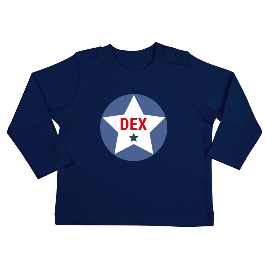 Baby shirt bedrukken - Lange mouw - Navy - 62/68