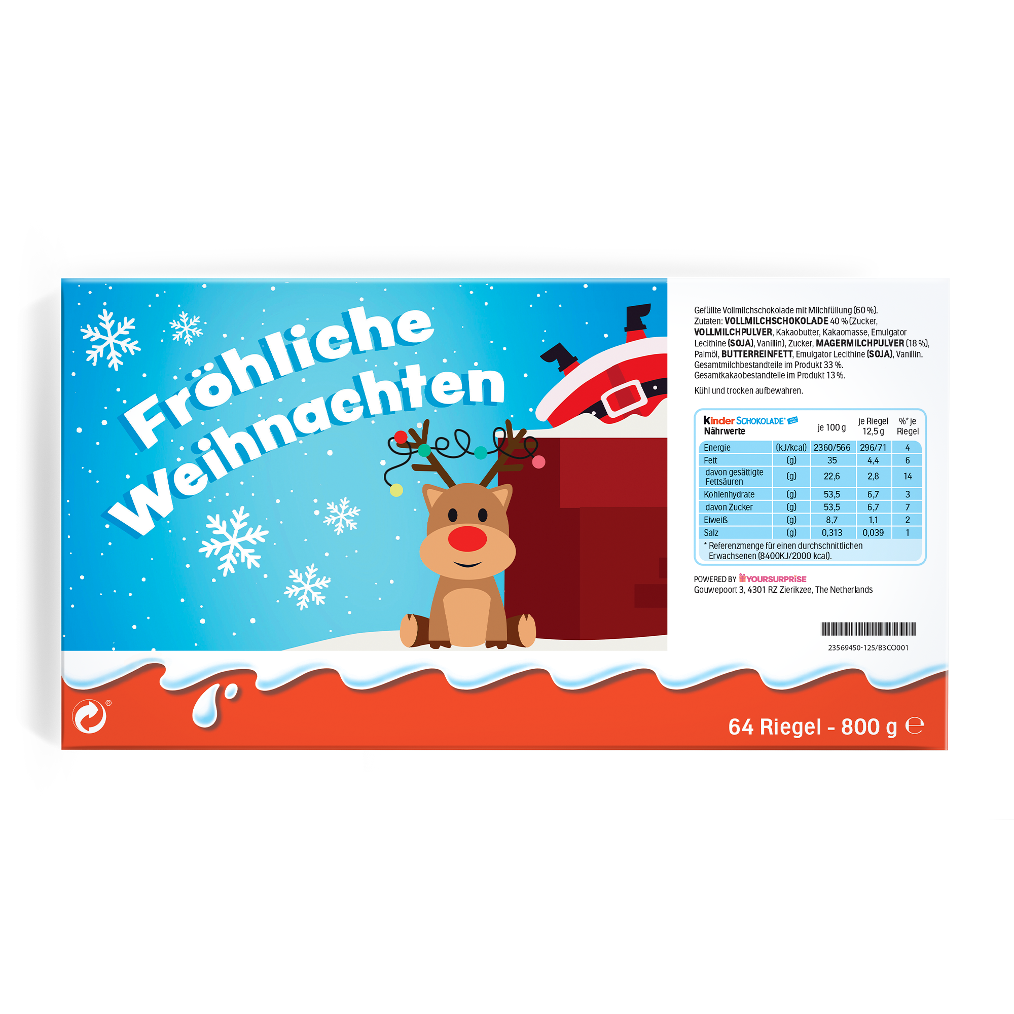 Mega kinder Schokolade mit Namen, 800 Gramm, personalisiert mit 