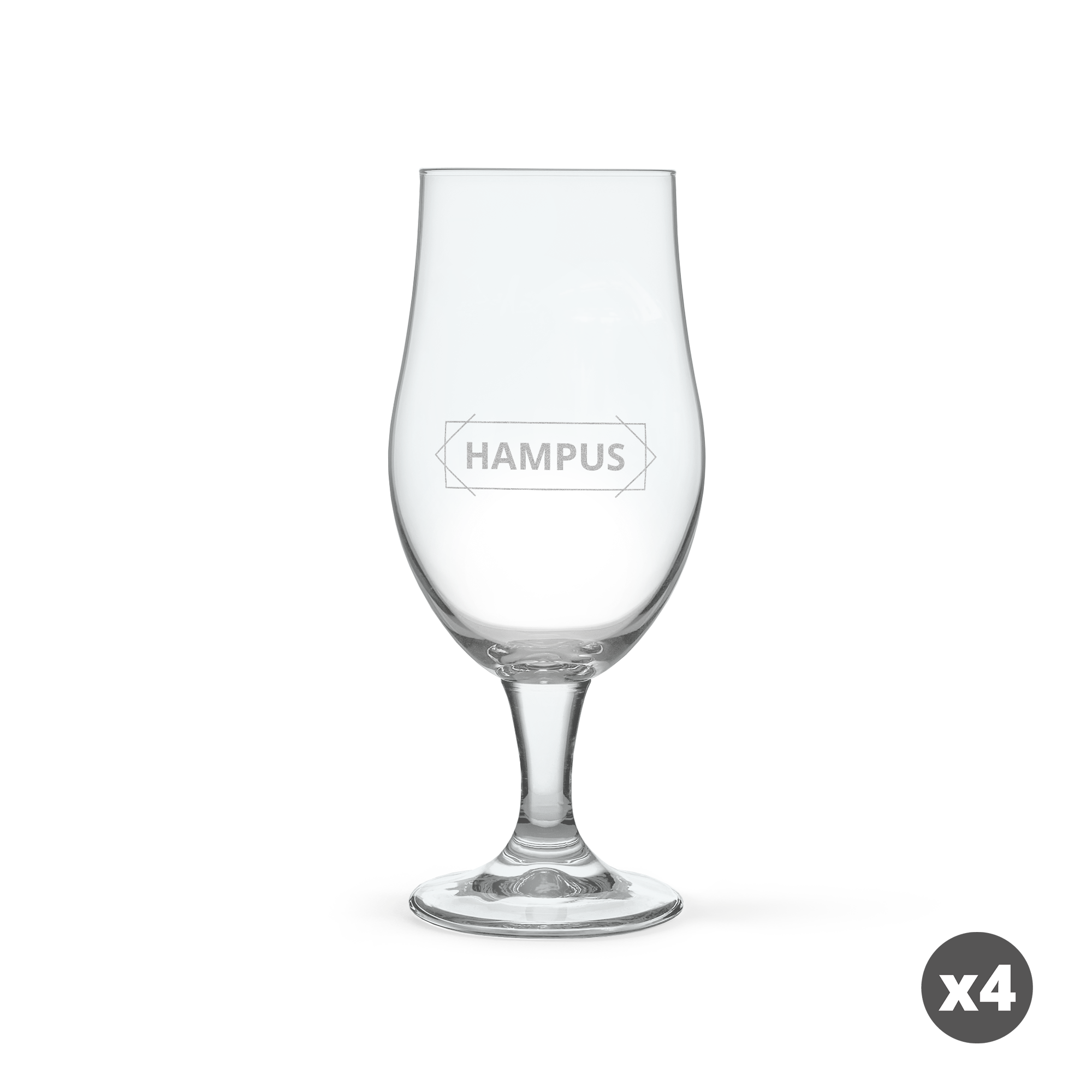 Personligt pina colada-glas, graverat med namnet Hampus i en geometrisk ram, perfekt för att överraska nära och kära.
