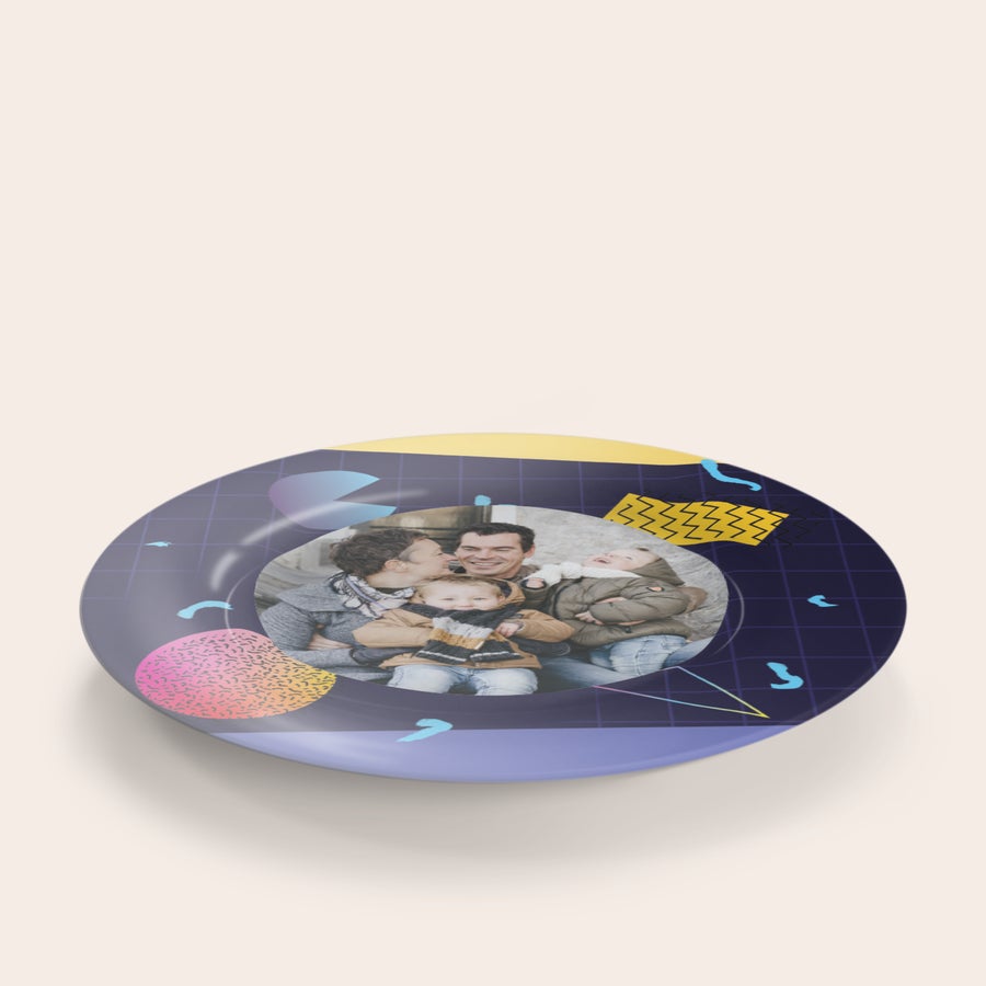 Assiette Fête des Pères Assiette personnalisée pour papa imprimée avec photo de famille, motif Fête des Pères et prénom
