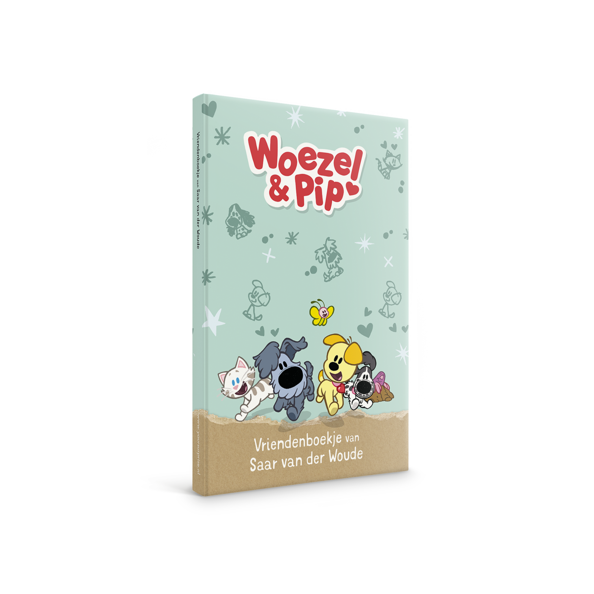 Woezel & Pip vriendenboekje met naam en foto, gepersonaliseerd met de naam Saar van der Woude.