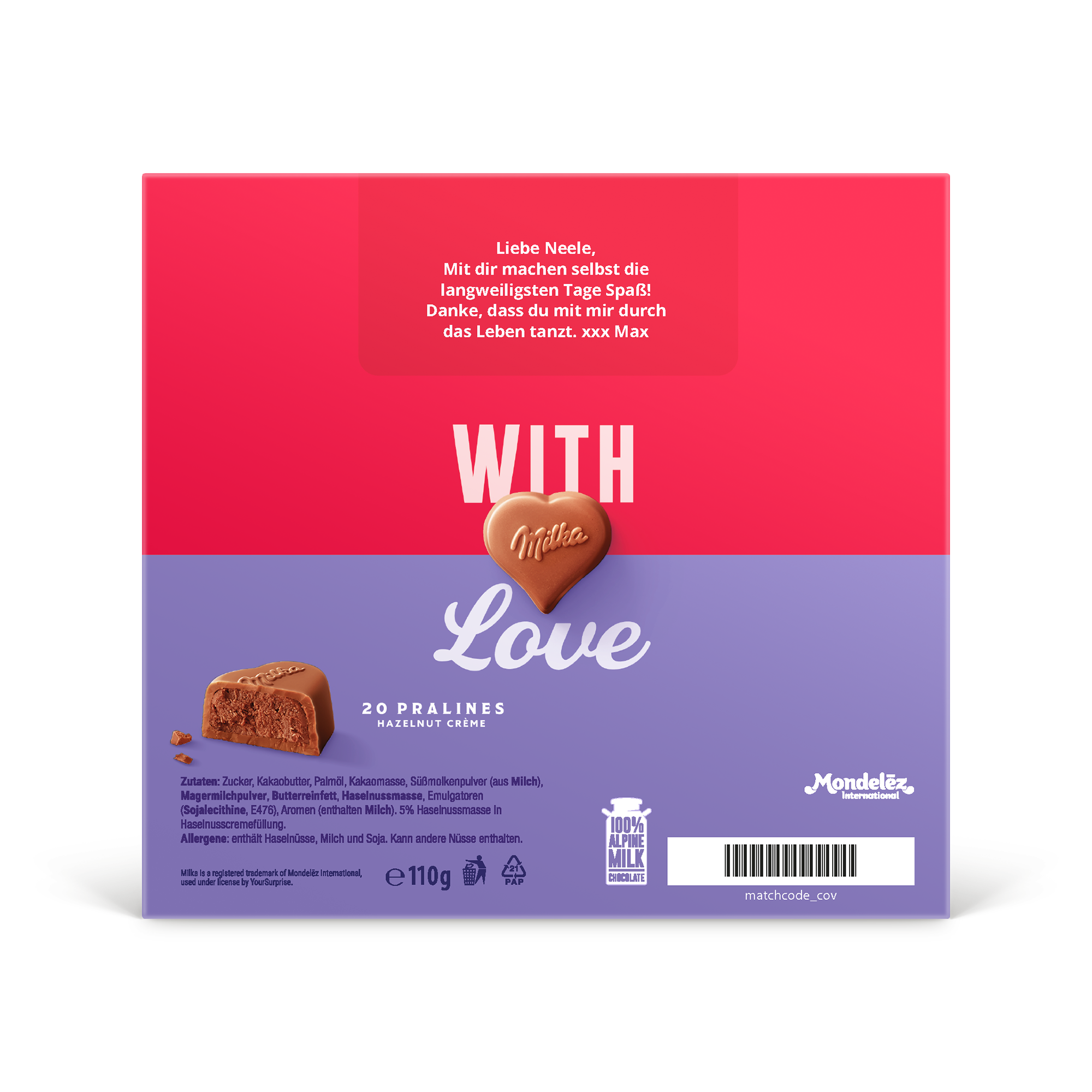 Milka herzen in einer 3D-Box