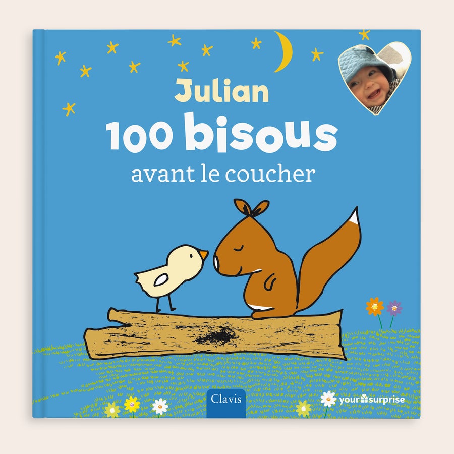 Livre pour enfant personnalisé - 100 bisous avant le coucher Livre personnalisé Bonne nuit pour enfants Julian 100 bisous avant le coucher avec photo