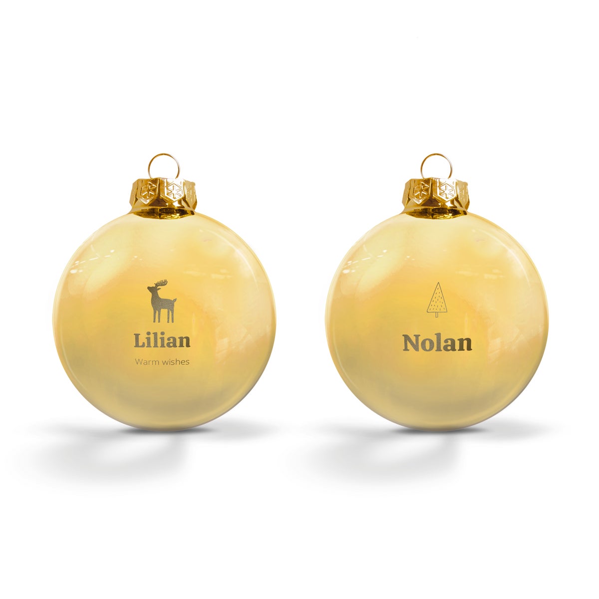 Lasinen joulupallo nimellä - kulta (2 kpl)