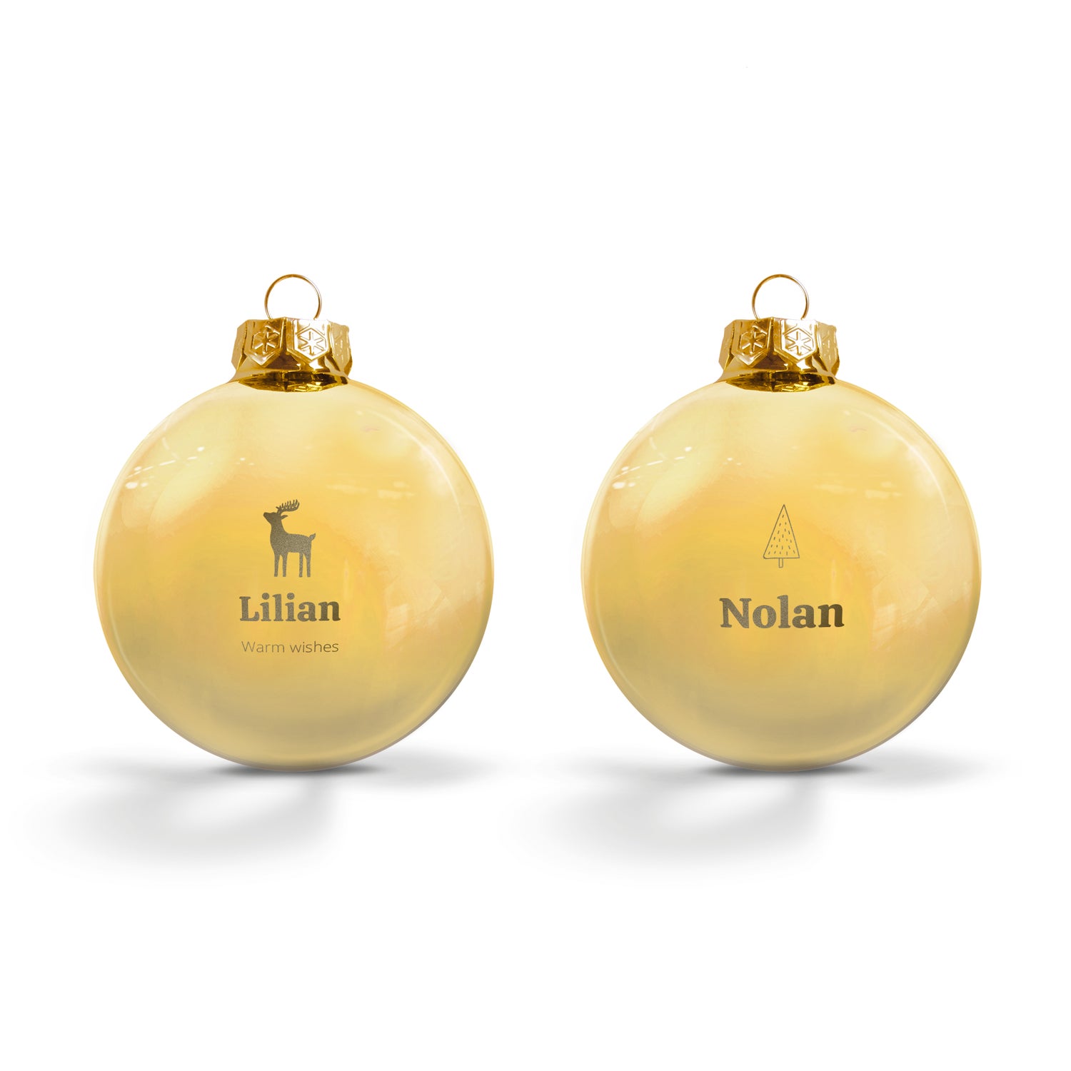 Personliggjorte glaskugler - guld (2 stk.)