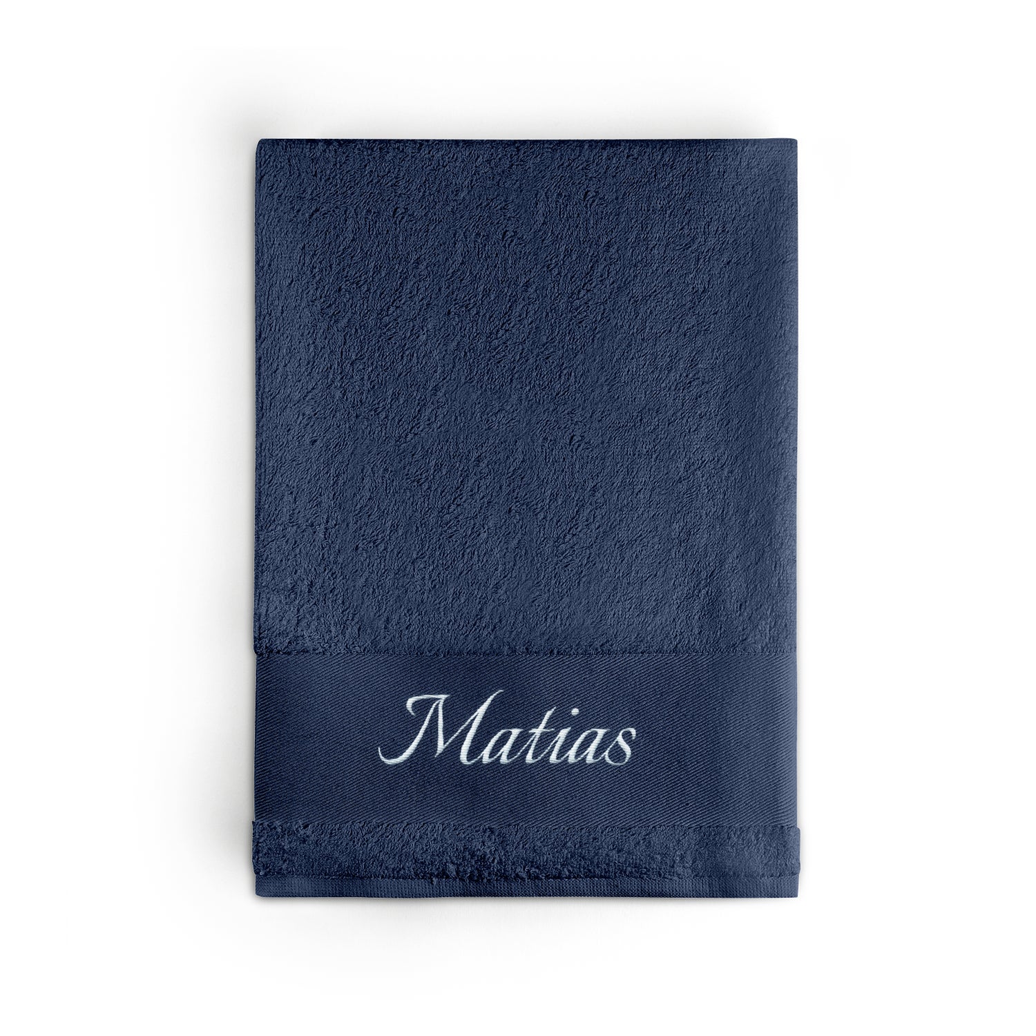 Brodeerattu pyyhe - tummansininen