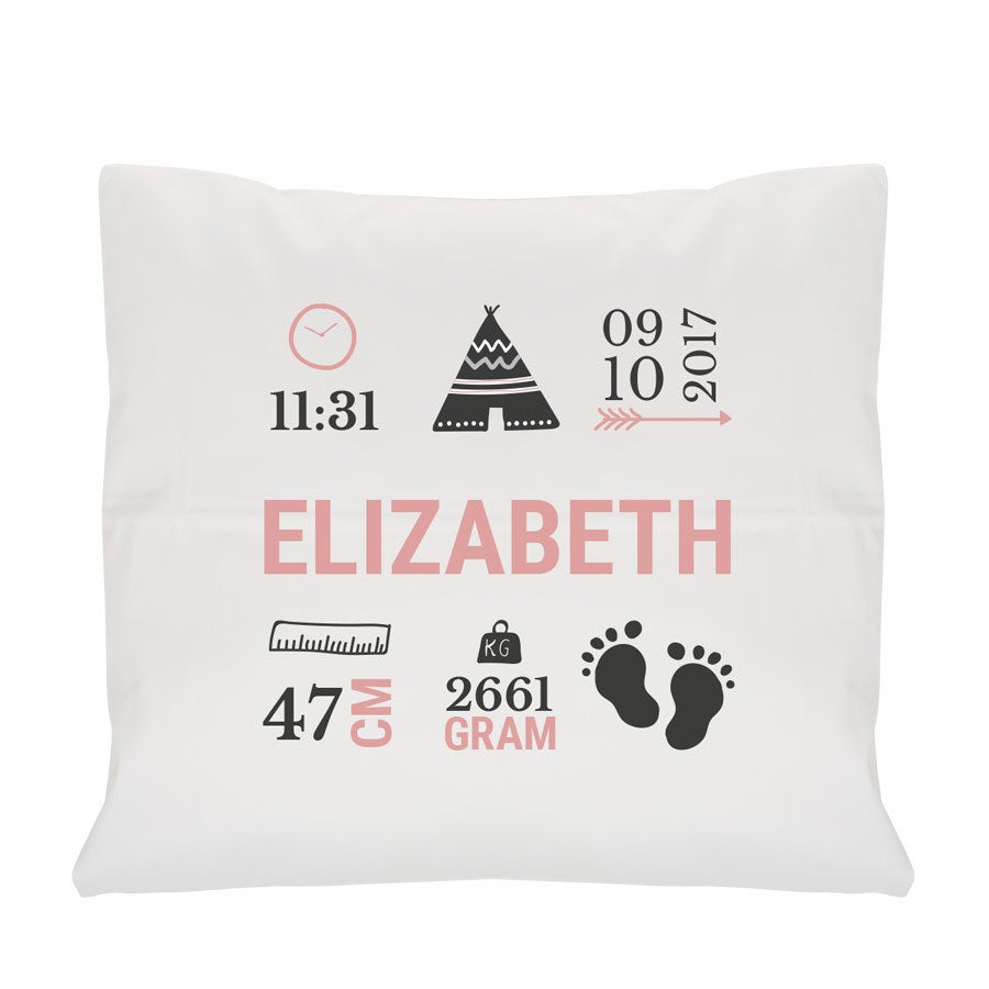 Personalizowana poduszka - metryczka - biała