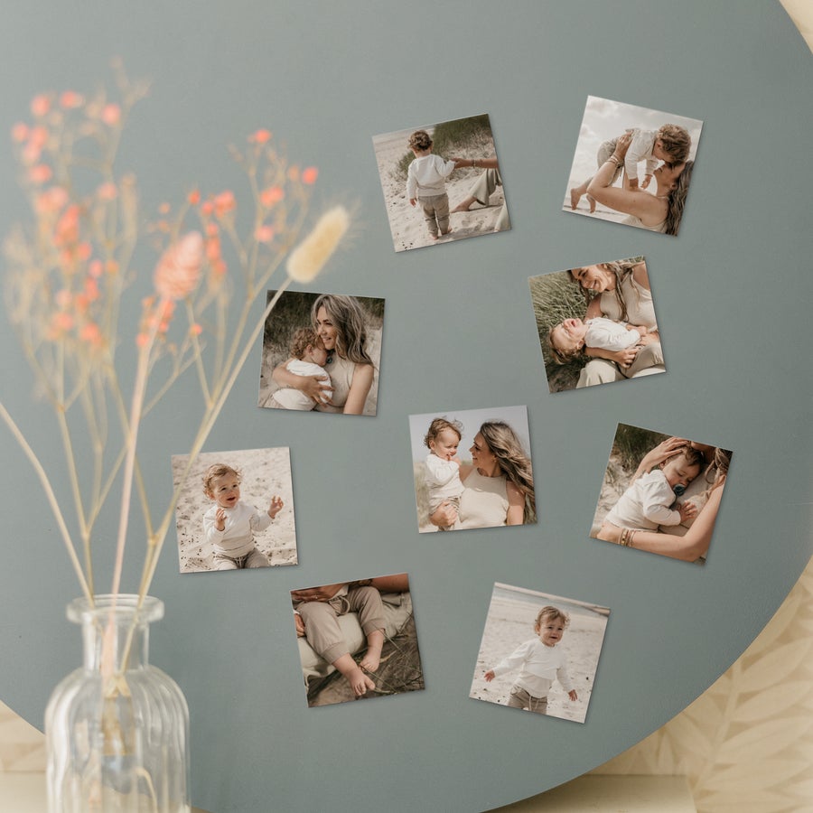 Hoja de imanes Imanes personalizados con fotos de momentos familiares, impresos con imágenes de bebés y adultos para ¡Sorpréndelos con imanes personalizados con tu diseño!