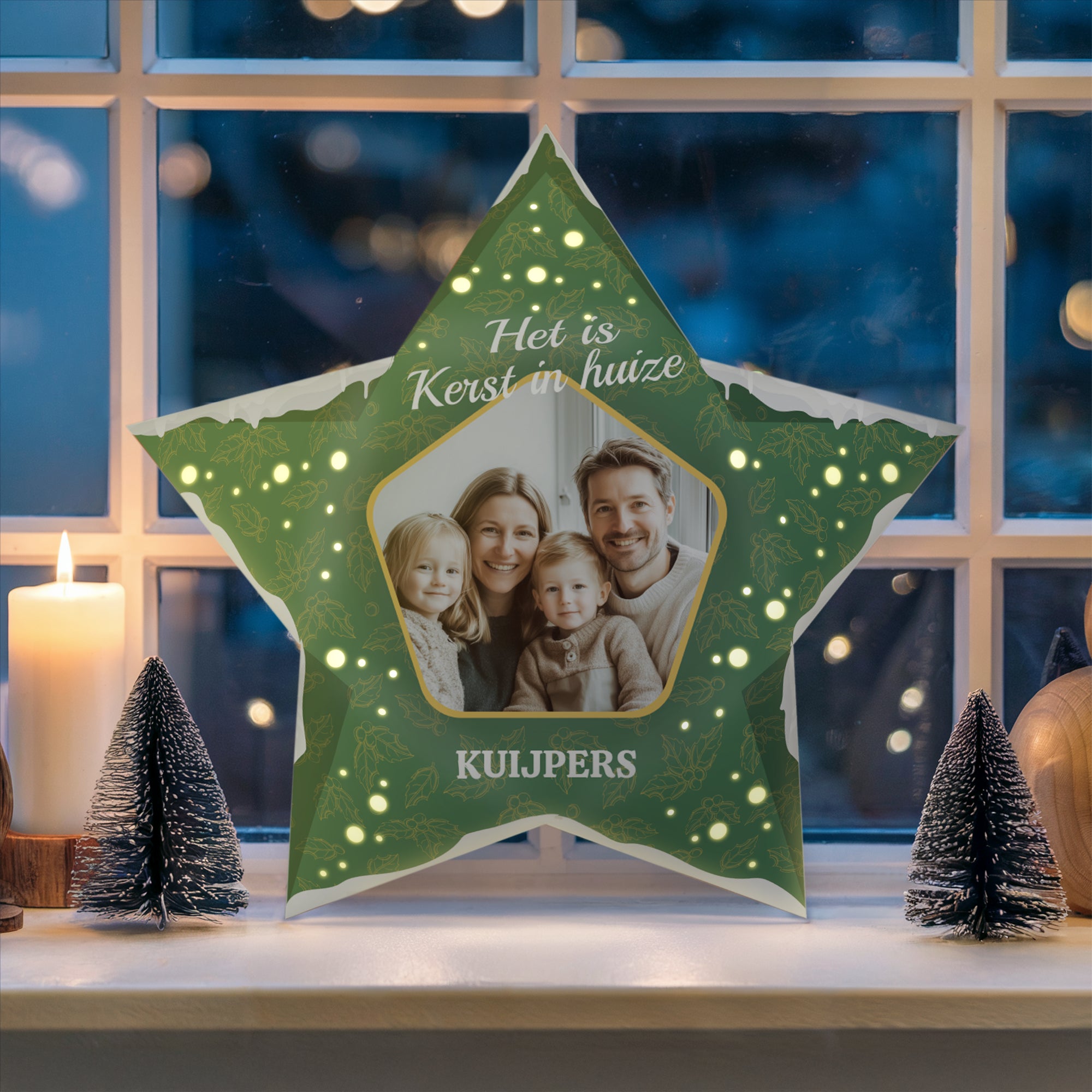 Papieren Kerstster personaliseren DIY 42.5 cm met lampjes