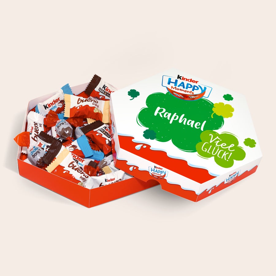 kinder Happy Moments selbst gestalten Personalisierte kinder Happy Moments Box, bedruckt mit dem Namen Raphael und Viel Glück