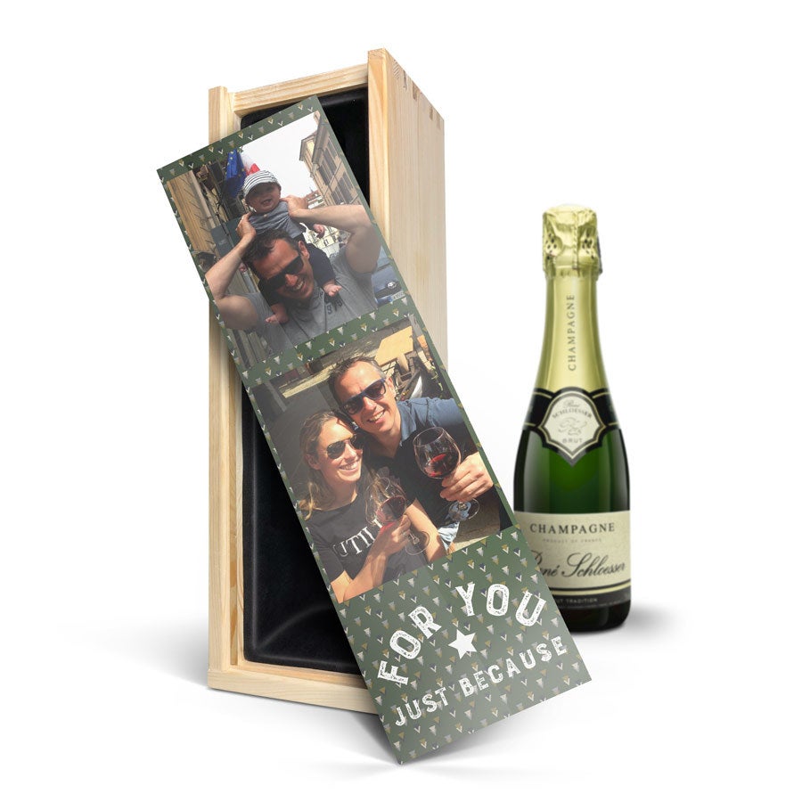 Champagne in personalised wooden case - Rene Schloesser (375ml)
