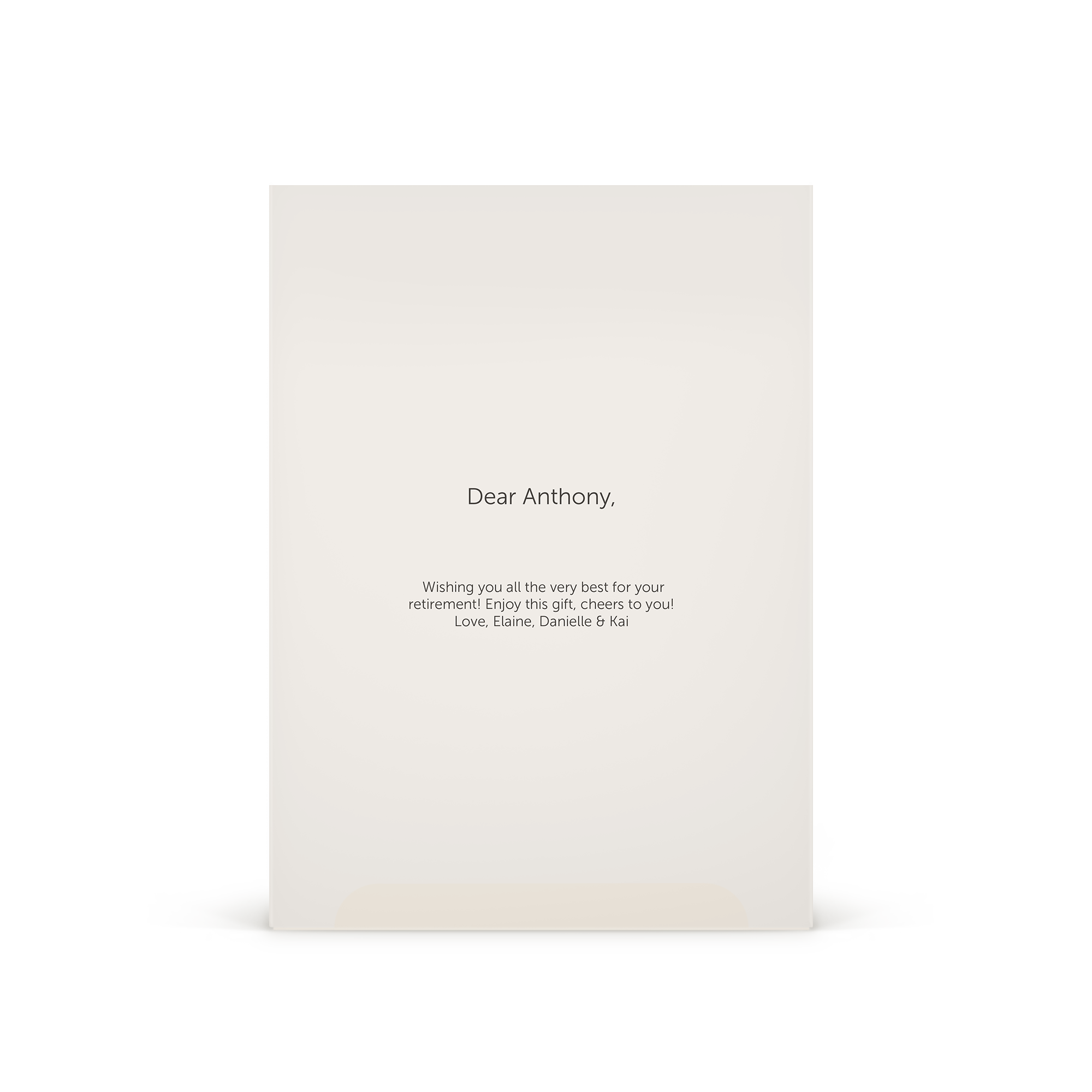 Personlig velværegavesett for menn med tilpasset trykk av en hilsen til Anthony fra Elaine, Danielle og Kai.