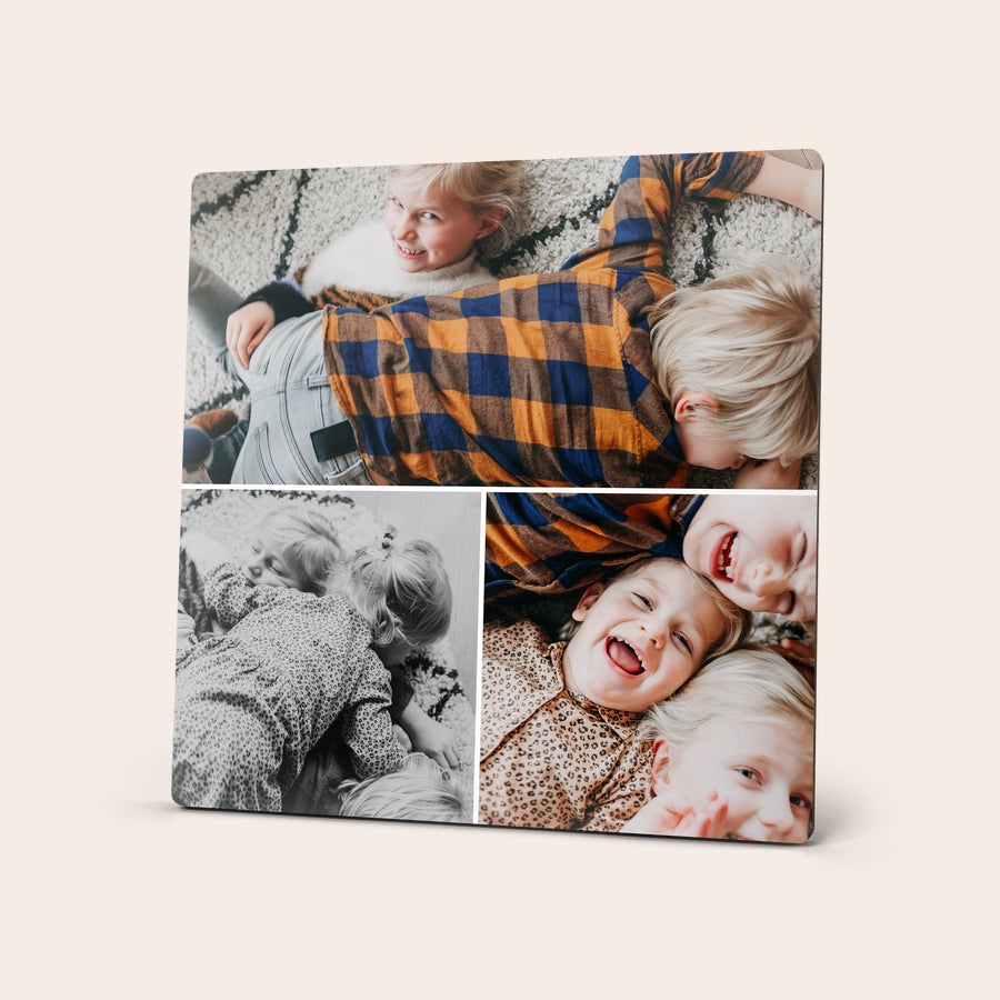 Foto su pannello rigido - 15 x 15 cm Pannello fotografico rigido di lusso personalizzato con una foto stampata di bambini sorridenti
