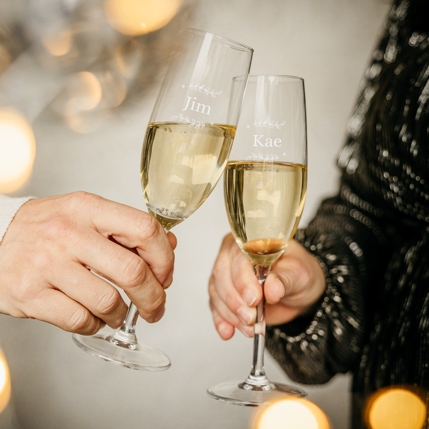 Flûtes à Champagne Gravées Étoiles - Coffret 2 Personnalisables - Cadeau Mariage Ou Anniversaire