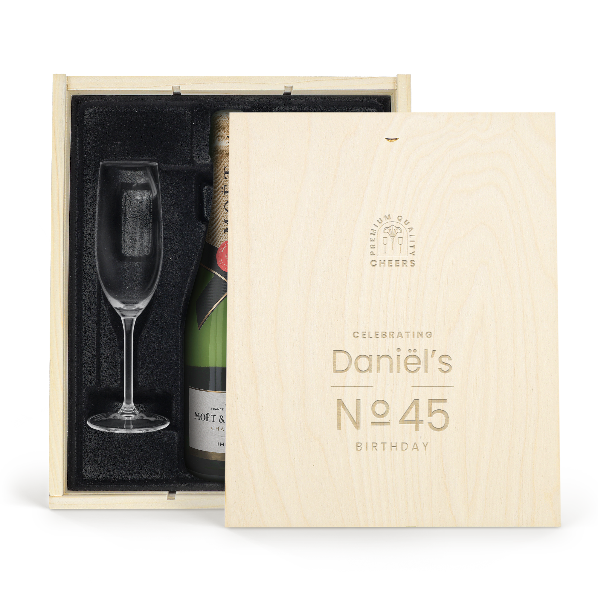 Coffret champagne personnalisé - Moët & Chandon - avec flûtes