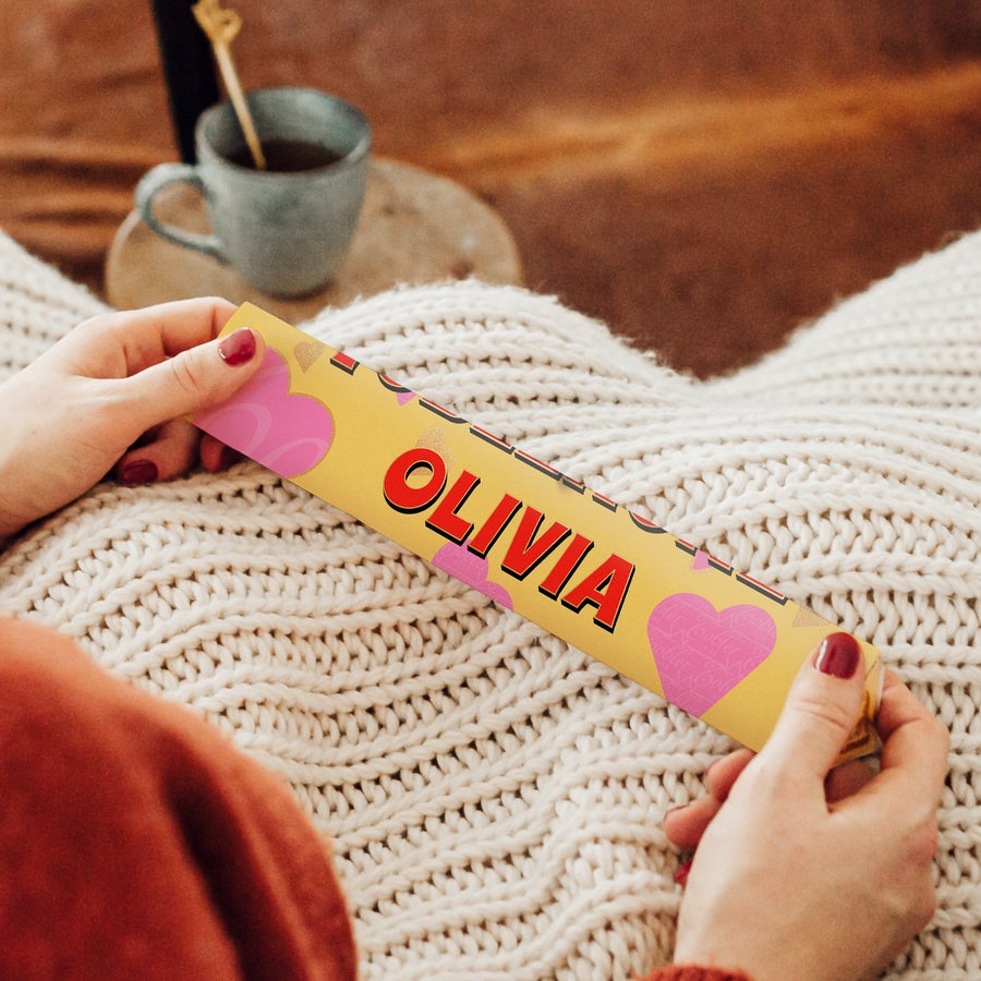 Toblerone med navn - Hjerter Toblerone med navn - Hjerter