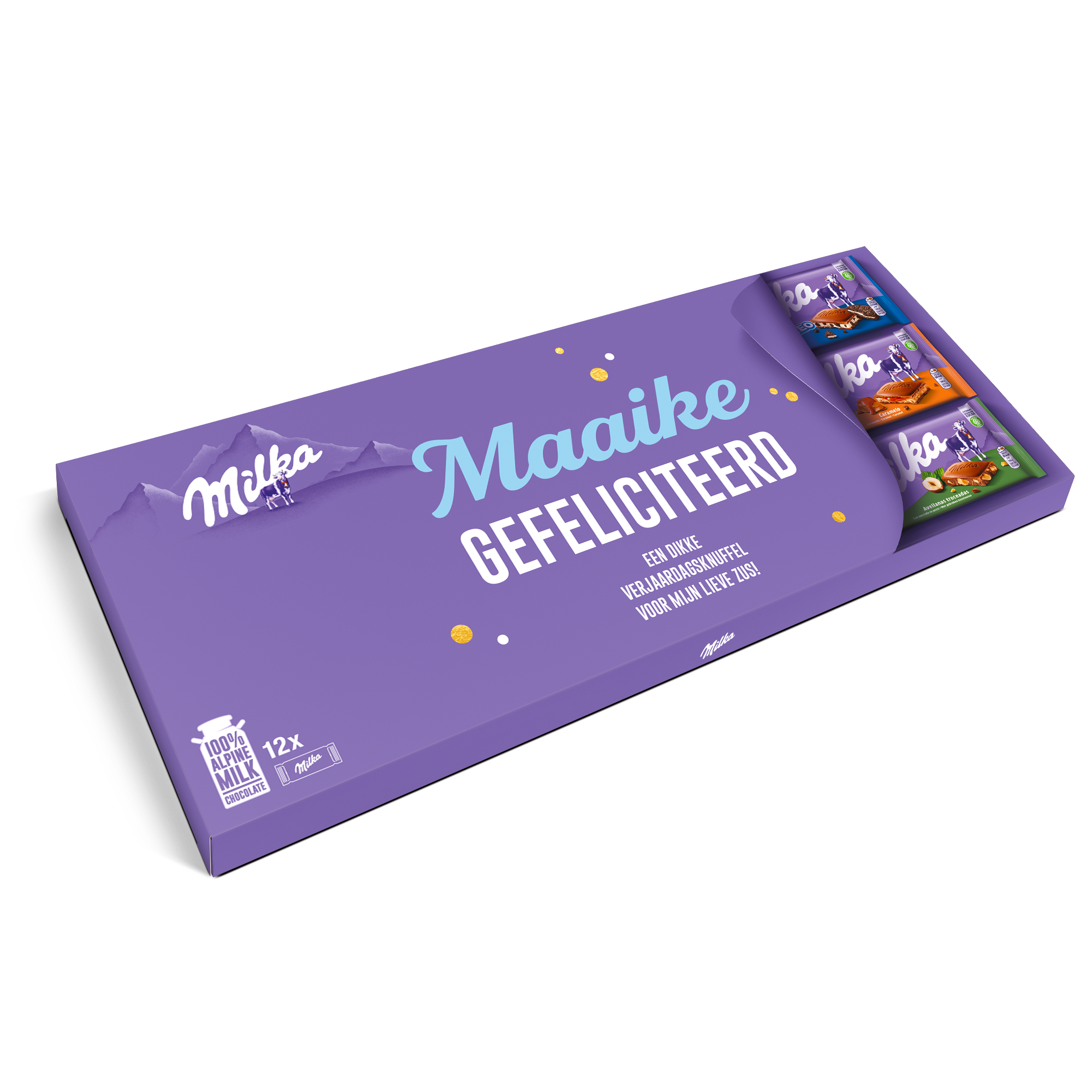 Mega Milka reep met naam en foto bedrukken