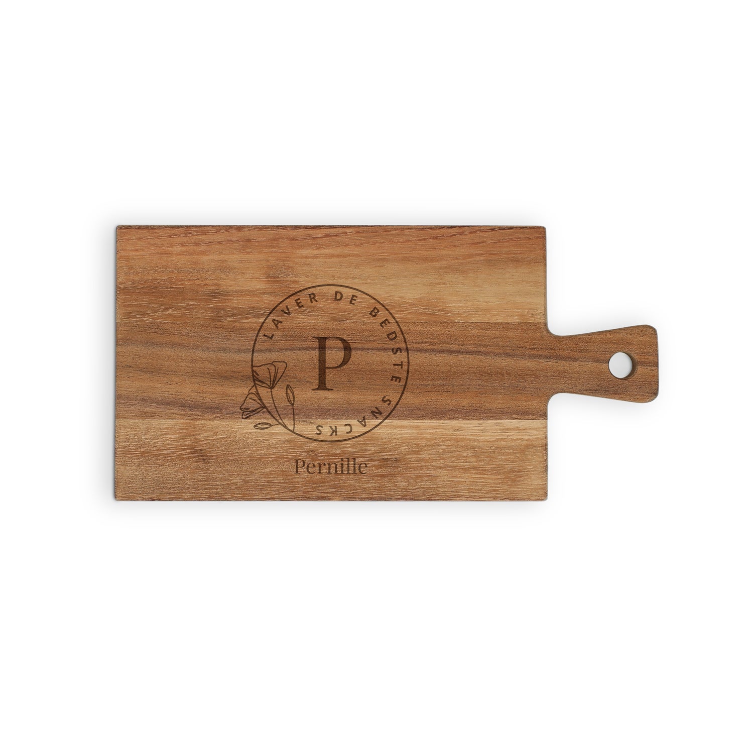 Personligt serveringsfad - Teak - Rektangulært - Til liggende format - S - Med gravering