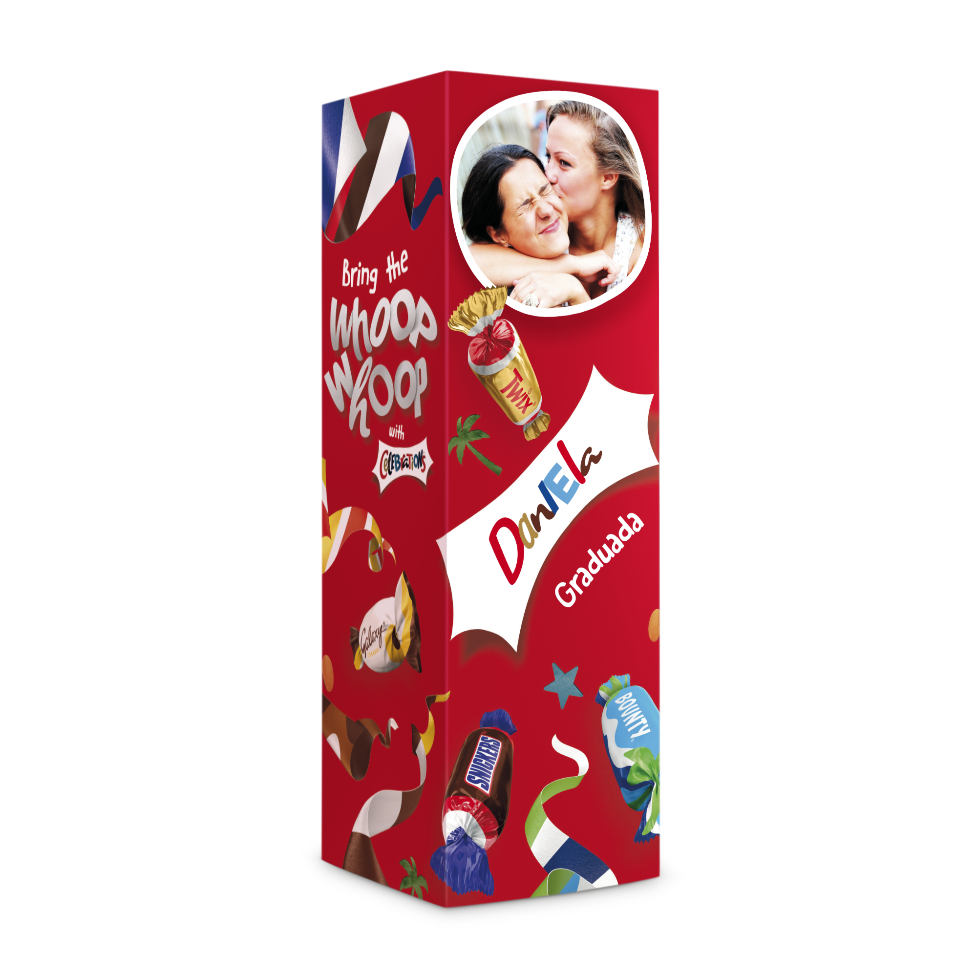 Chocolates Celebrations con nombre y foto