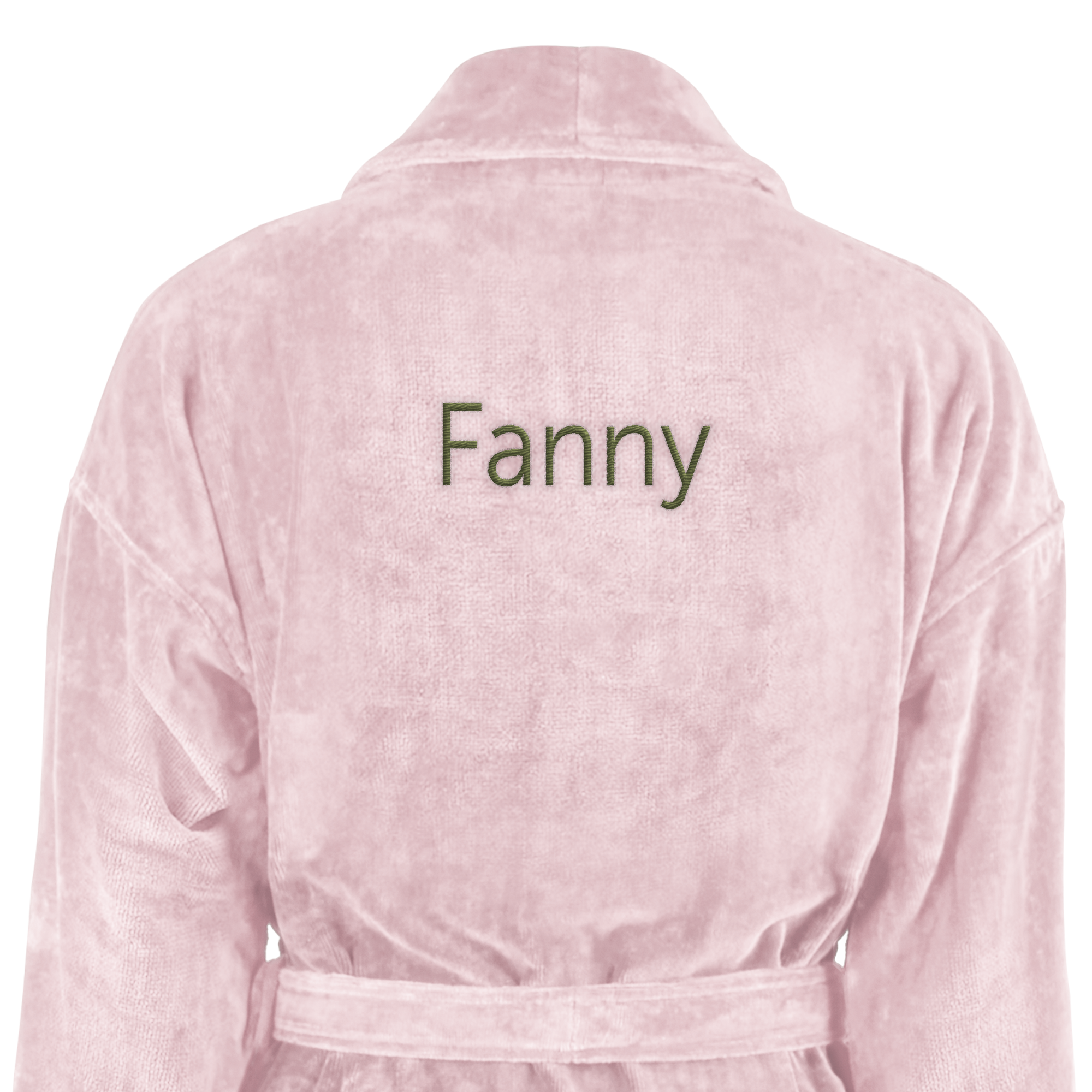 Peignoir personnalisé rose brodé du prénom Fanny pour un cadeau luxueux