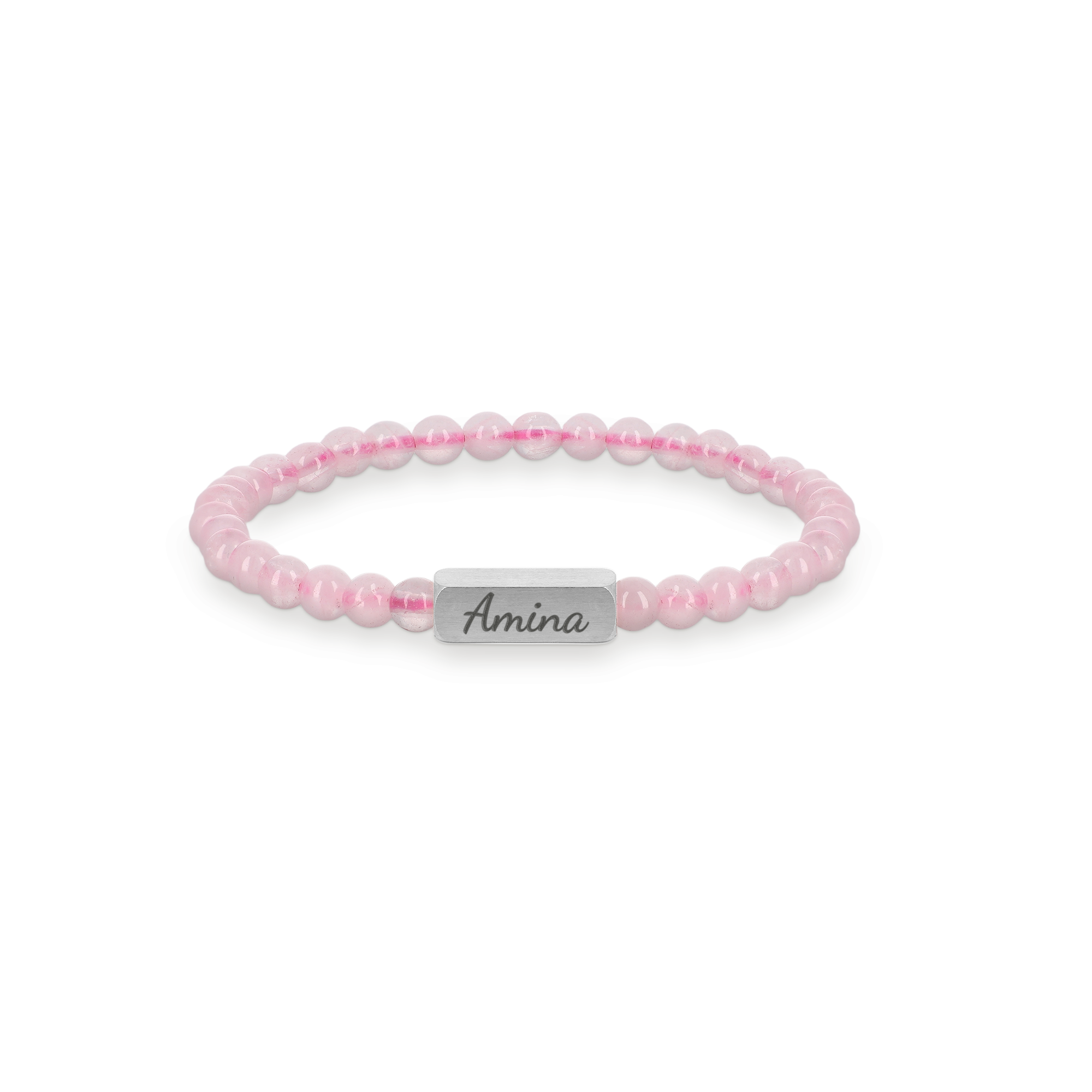 Rosenquarz-Armband mit Gravur