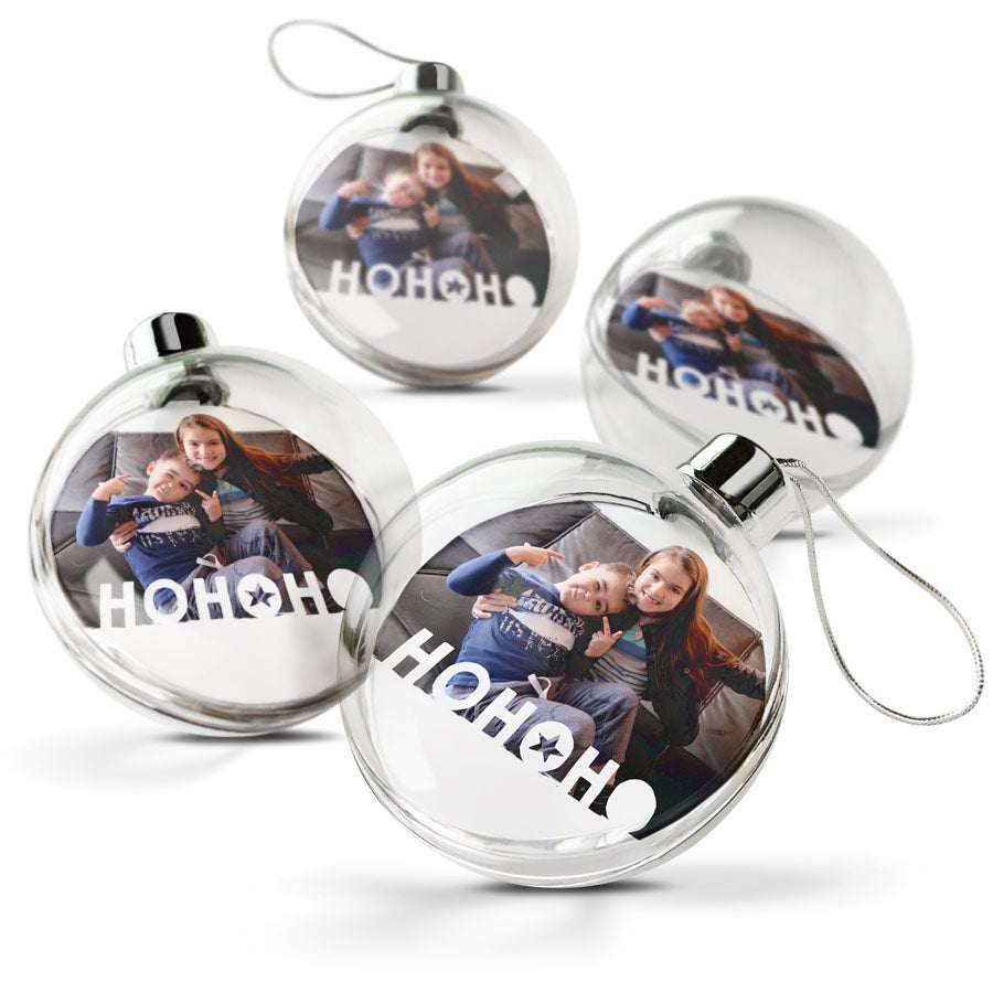 Transparante kerstbal bedrukken (4 stuks) Transparante kerstbal bedrukken (4 stuks)