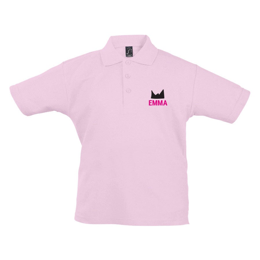 Damska koszulka polo - dziecica - rowa - 8 lat