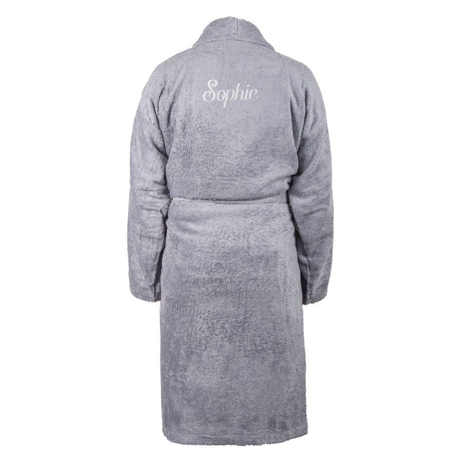 Dames badjas borduren - Grijs - L/XL Dames badjas borduren - Grijs - L/XL