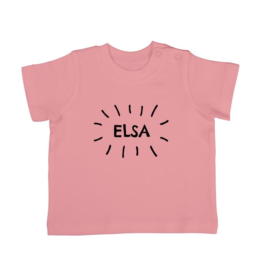 Tricou personalizat pentru bebeluși - Mânecă scurtă - Roz - 62/68