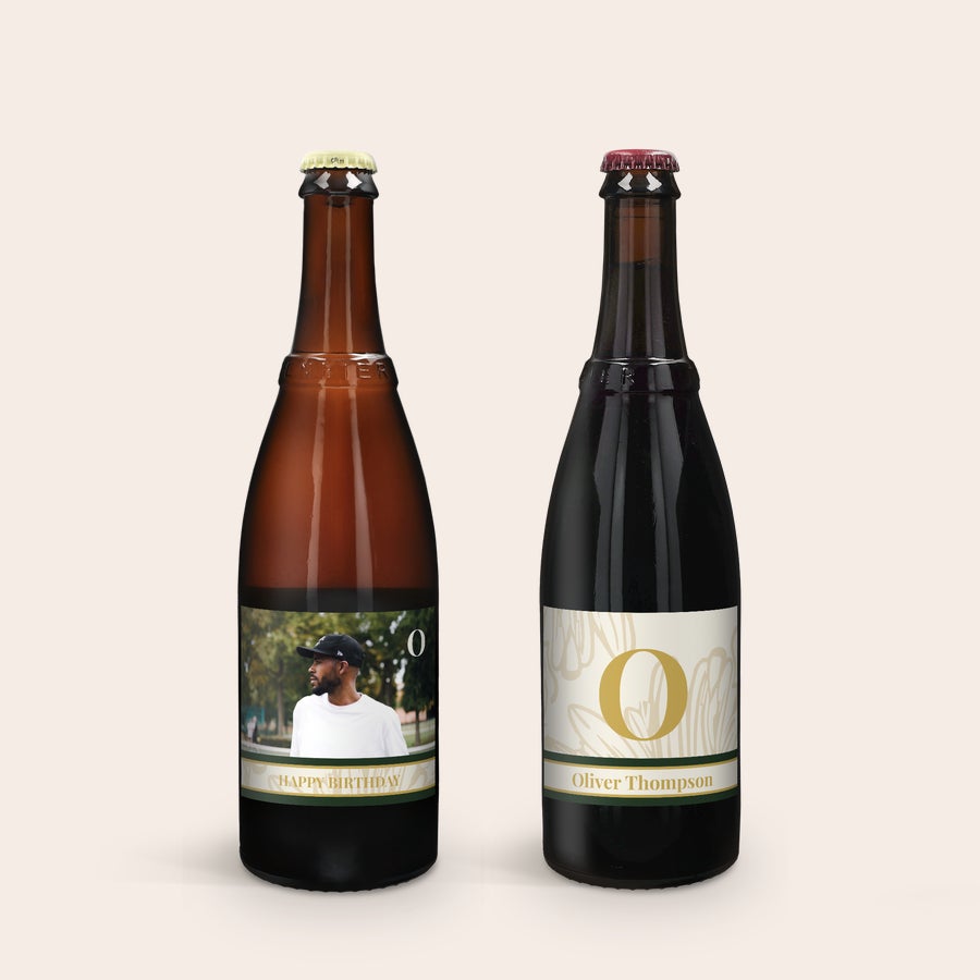 Set Regalo Birra Personalizzato - Westmalle Dubbel e Tripel Bottiglie di birra Westmalle Dubbel e Tripel con etichette personalizzate stampate con foto e nome