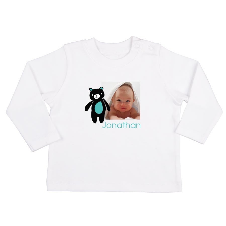 Personalised Baby T-shirt - Long sleeve - White - 74/80