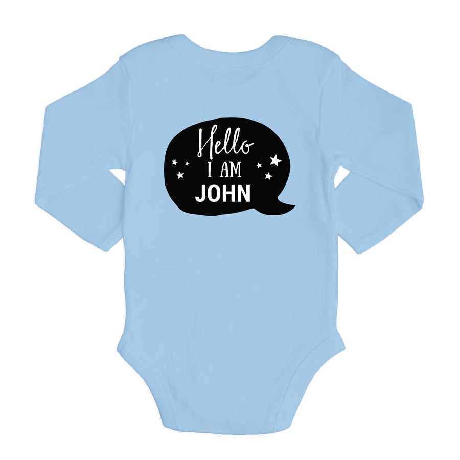 Personalised baby romper - Long sleeves - Blue - 62/68