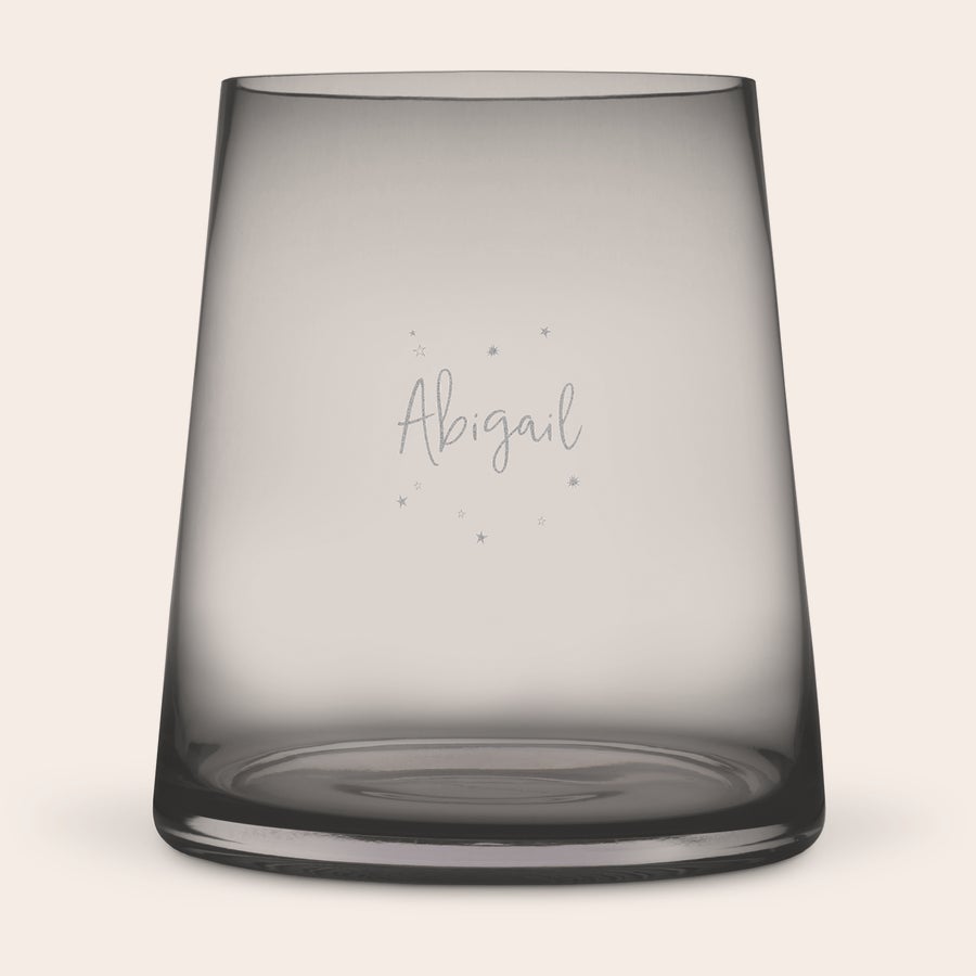 Vaso Personalizzato Vaso in vetro oscurato personalizzabile con il nome Abigail e stelline, incisione per ravviva la casa
