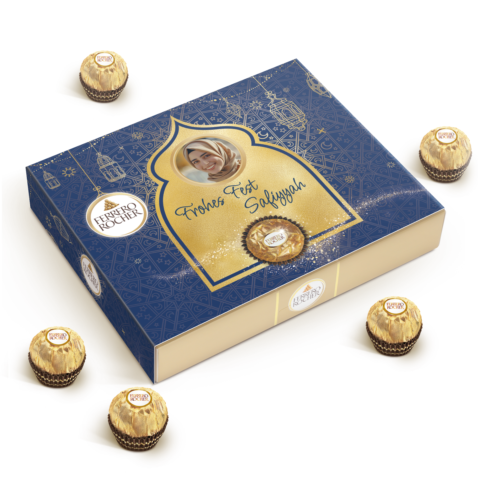 Personalisierte Ramadan Schokolade Ferrero Rocher Box mit Foto, 
