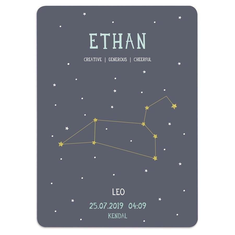 Personalised Milestone® baby poster - Star sign