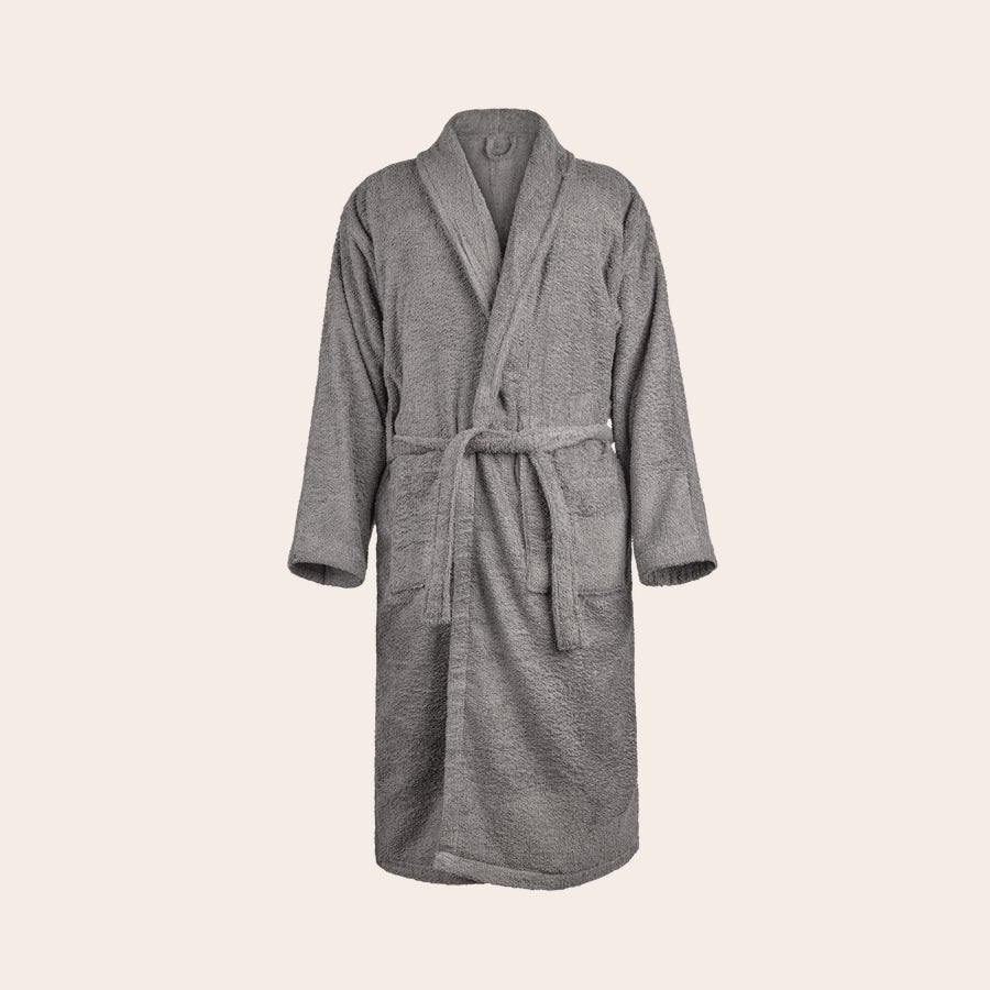 Kopalni plašč - moški Siv moški kopalni plašč z izvezenim imenom ali besedilom za personalizirano darilo