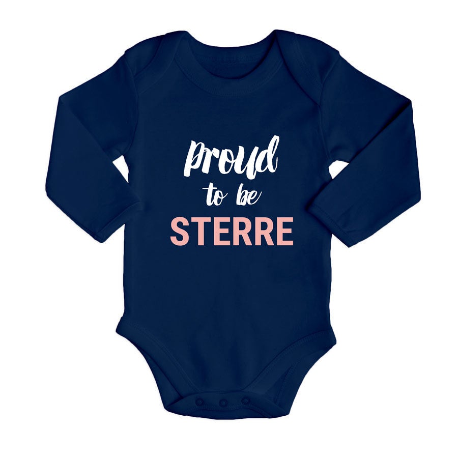 Romper bedrukken - Lange mouw - Navy - 62/68
