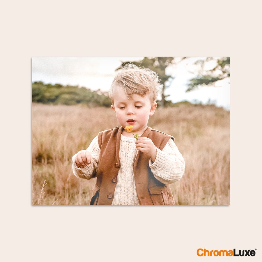 Instagram photo collage Instagram photo collage with a personalized image of a child in a field, printed on an aluminum panel