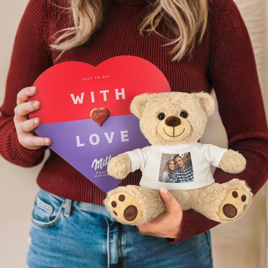Teddy bear with Milka heart Teddy bear with Milka heart