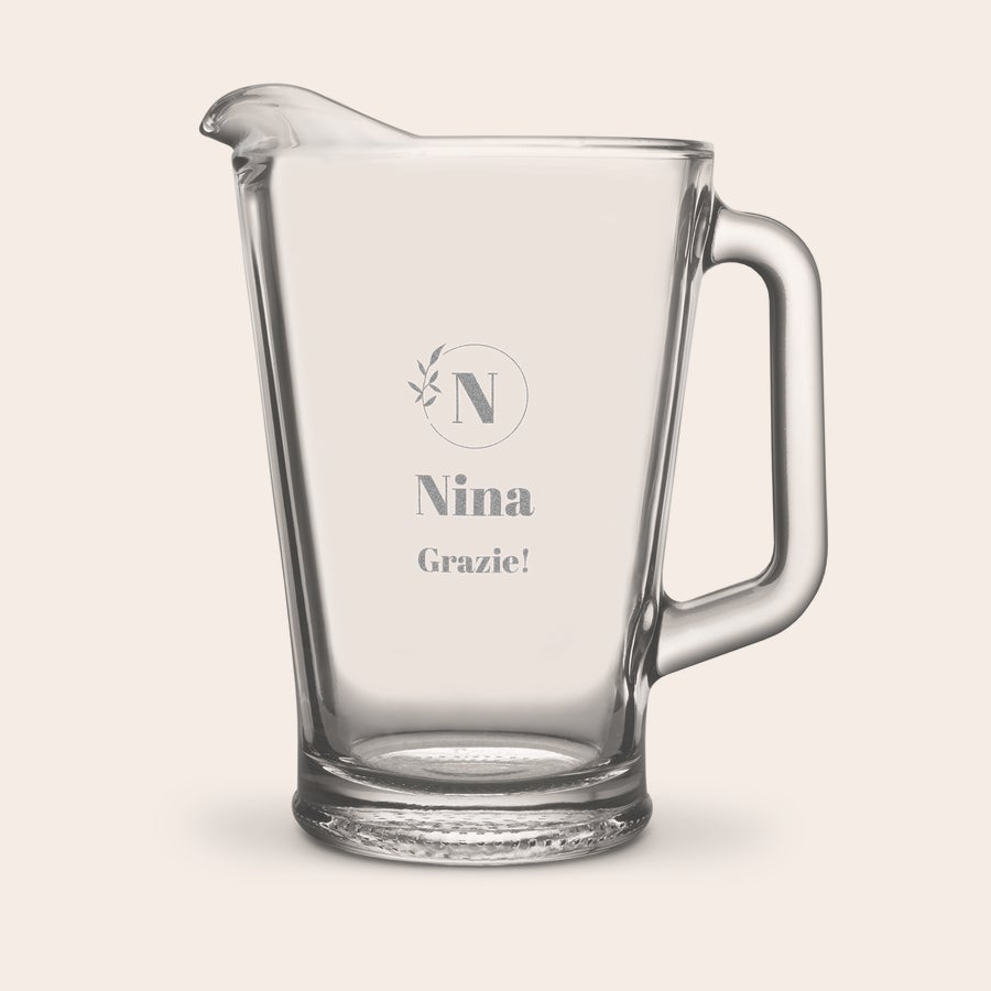 Brocca Personalizzata Brocca in vetro personalizzata con incisione del nome Nina e la parola Grazie!
