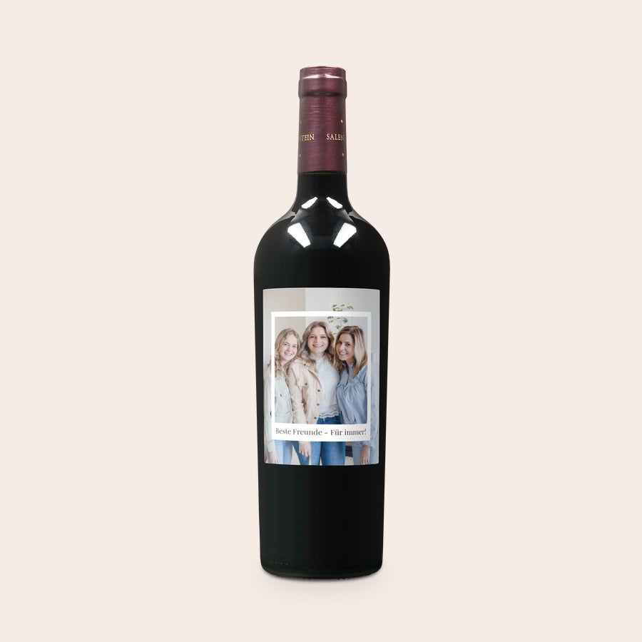 Personalisierter Wein - Salentein Merlot Salentein Merlot Rotwein mit personalisiertem Etikett, bedruckt mit Foto und Text "Beste Freunde - Für immer!"
