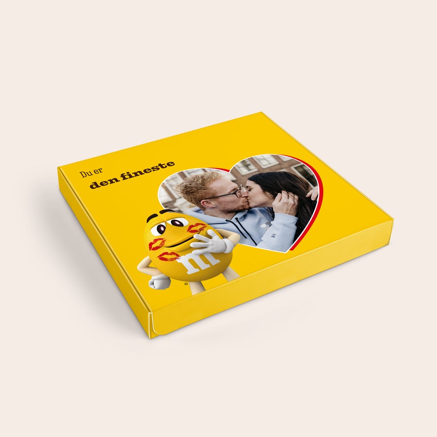 Personlig gaveeske med M&M's-sjokolade M&M's gaveeske med personlig trykk og eget bilde, pluss teksten "Du er den fineste".