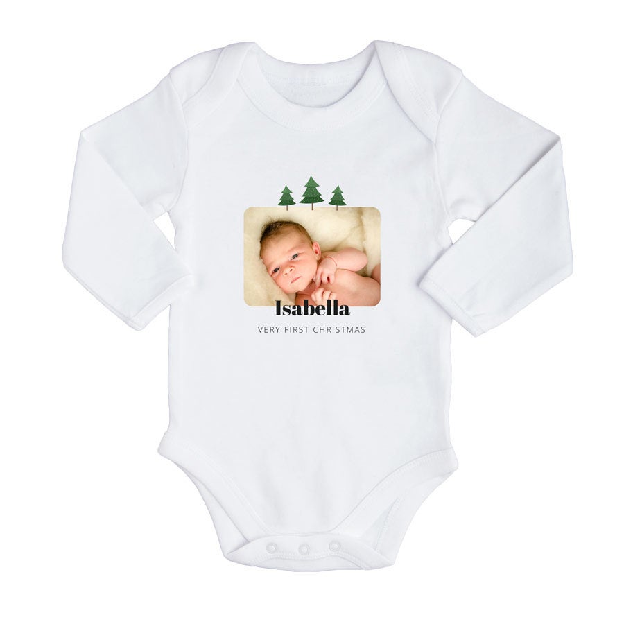 Personlig  Baby onesie - jul - Hvid (50/56)